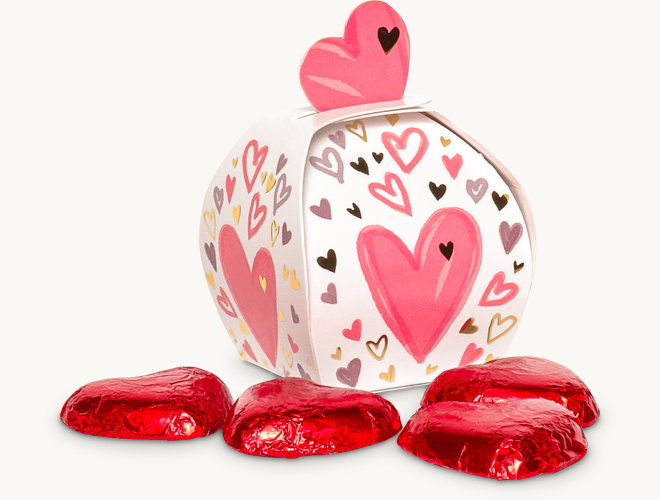 Mini Geschenkbox mit 4 Herzen